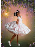 Pink Lace Tulle Pearl Embellished Tutu Flower Girl Dress